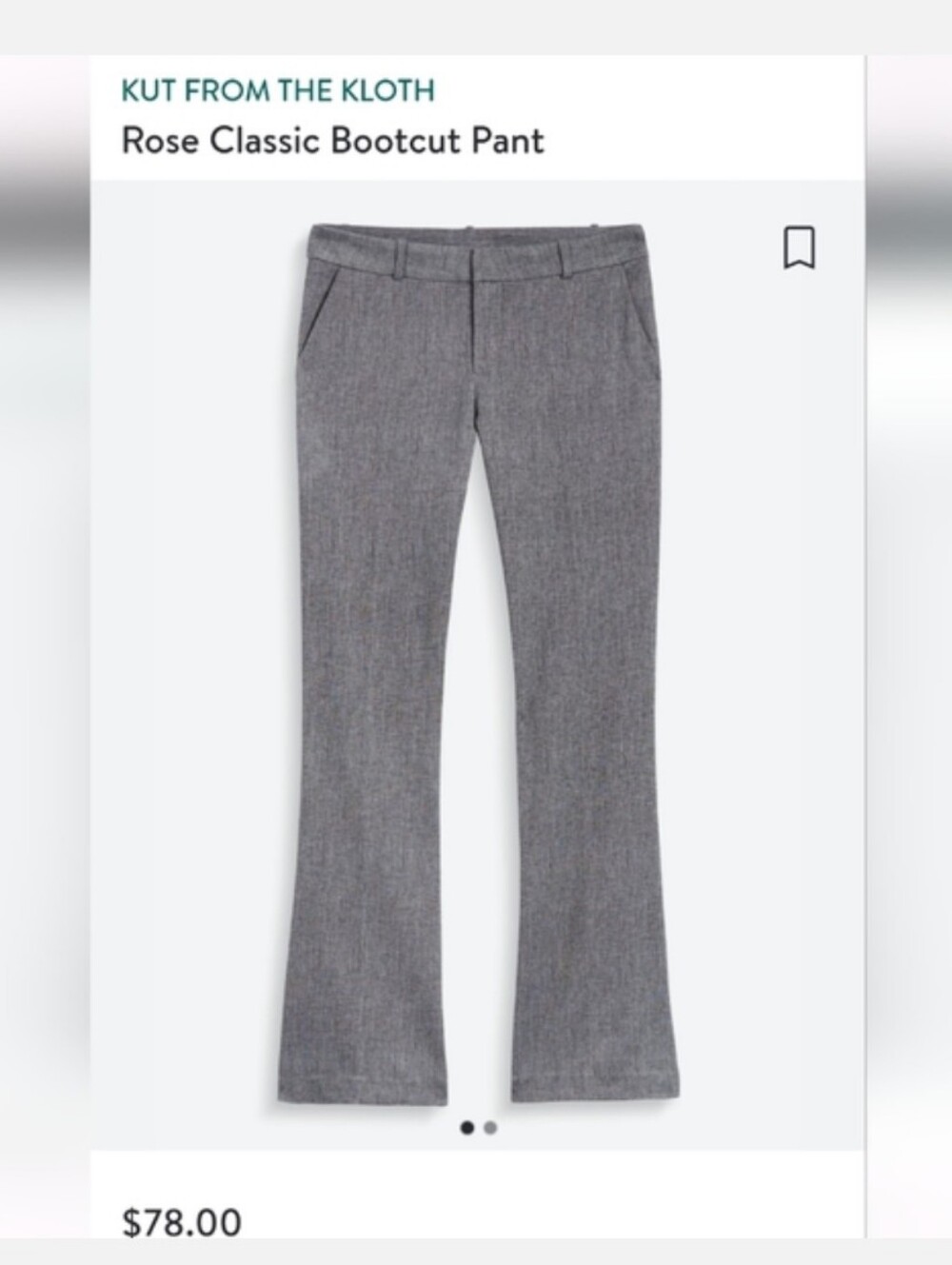 Kut from the Kloth Rose Classic Gray Bootcut Dress Pants Sz 16